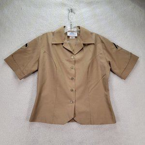 DSCP Valor Collection Beige Collared Riffle Military Button Down Uniform Blouse